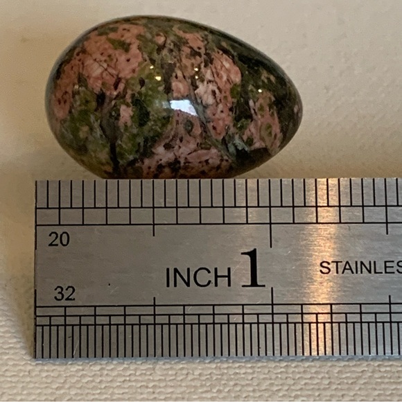 Premium Unakite Gemstone Egg with Wood Stand Collectors Specimen High Gloss 1.2" - Picture 11 of 11